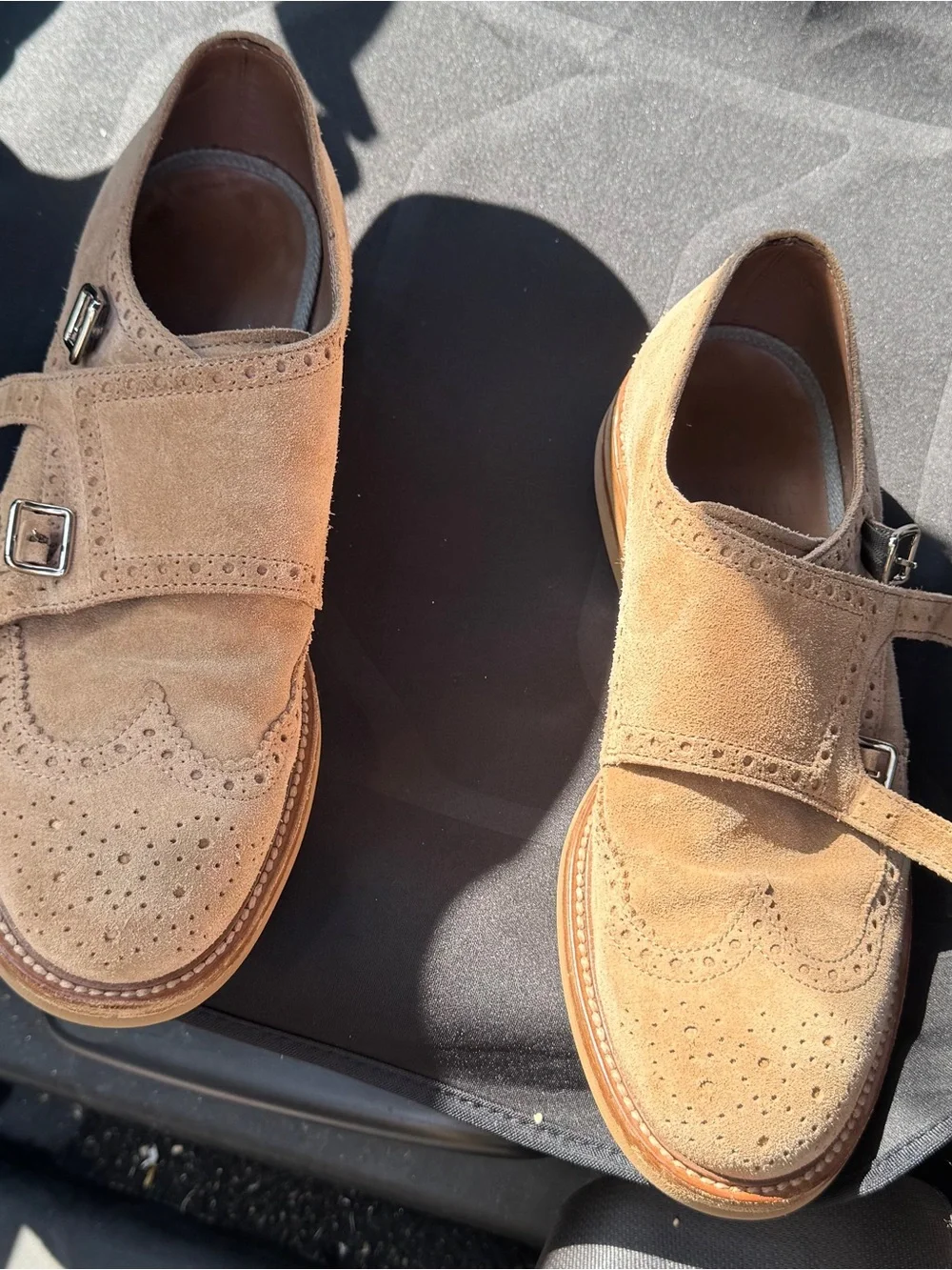 1300$ Brunello Cucinelli Tan Suede Double Monk Strap Brogues